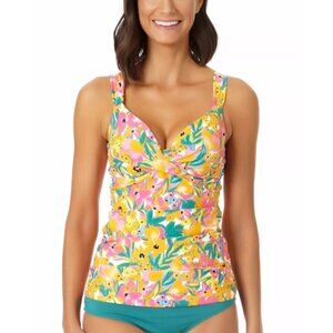 Anne Cole Womens 32C/34B Sunshine Floral Print Underwire Twist Tankini Top 2308